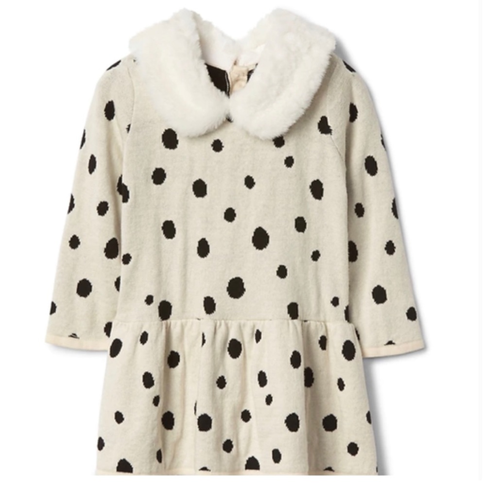 Cruella Deville Dress 6-12 months Costume Spots Dot Baby 101 Dalmatian Faux Fur - Picture 2 of 8